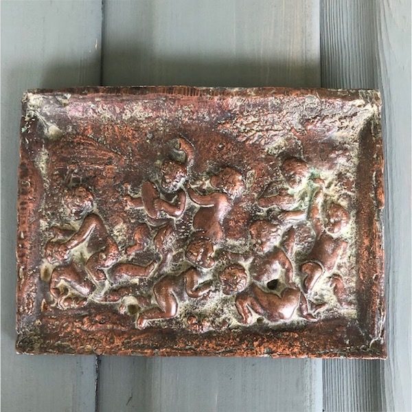 Small Bronze Plaque With Cherubs